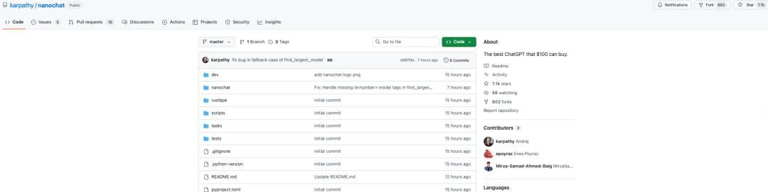 4小时、成本100美元，Karpathy用8000行代码教你手搓ChatGPT，开源迅速斩获7.1k Star