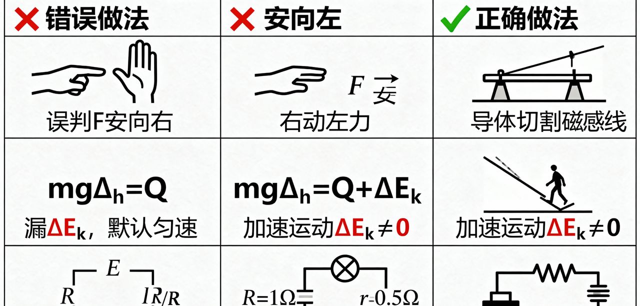 高二物理：电磁感应综合题 “力电平衡 + 能量守恒” 解题全攻略