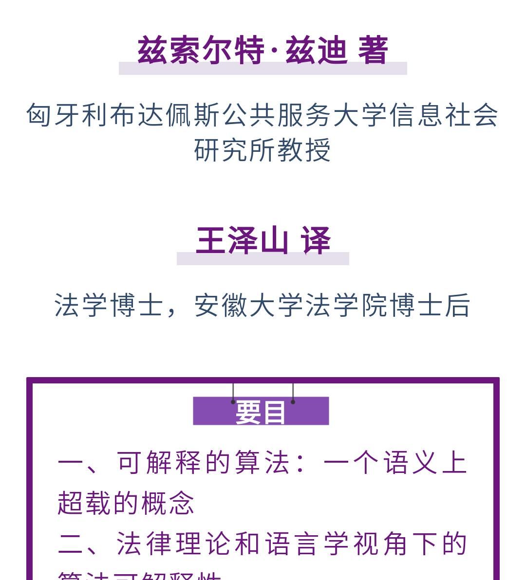 ［匈牙利］兹索尔特·兹迪著 王泽山译｜算法可解释性和法律推理