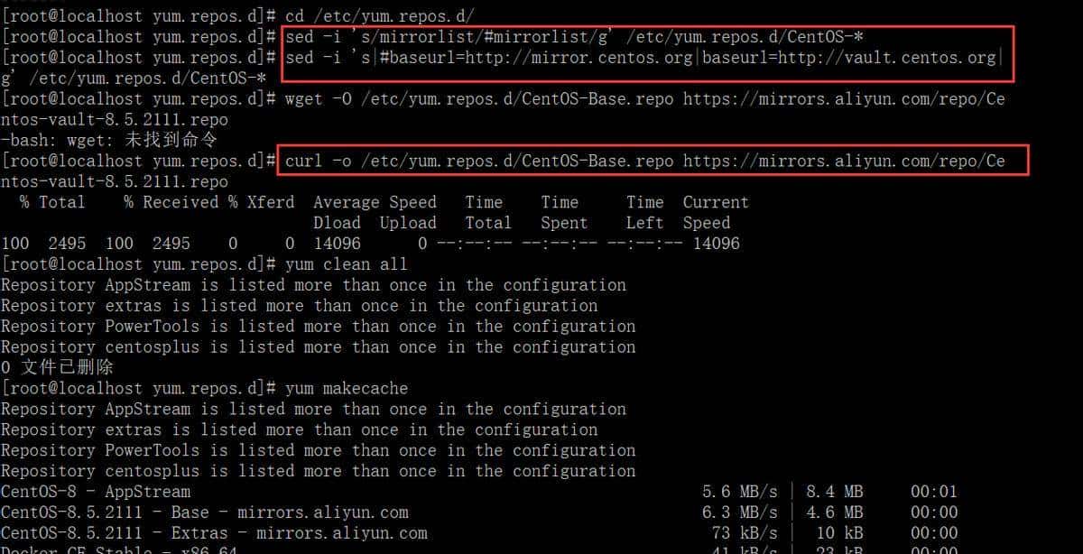 Centos8出现Failed to download metadata for repo 'AppStream'解决