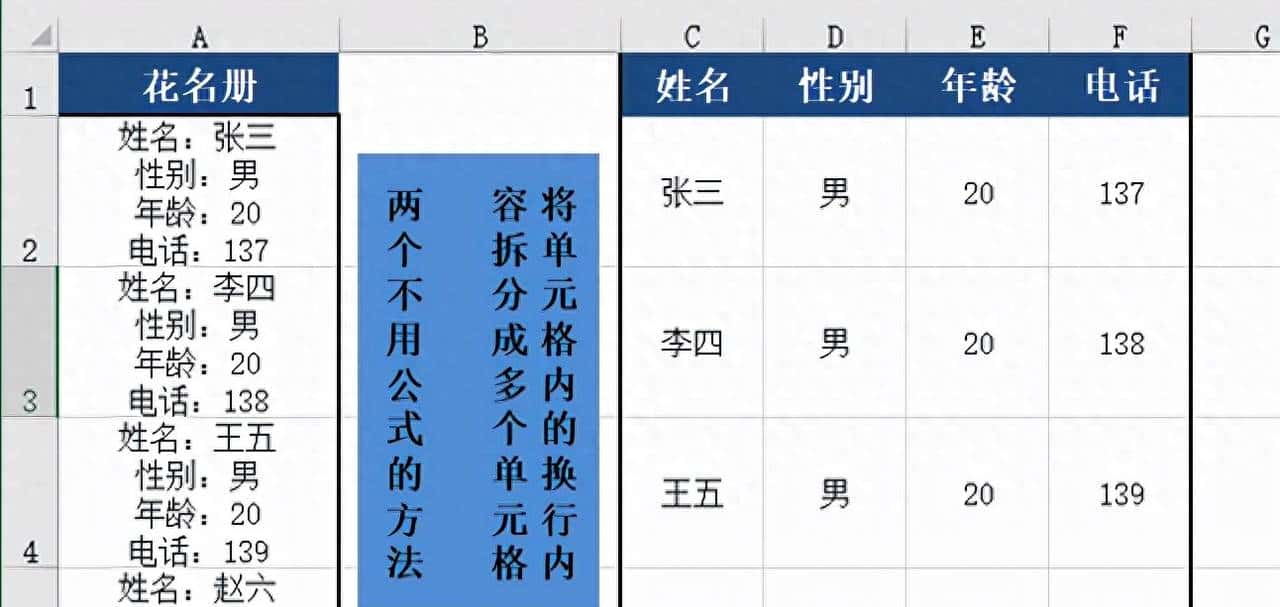 excel怎么把单元格的换行内容拆分成多个单元格