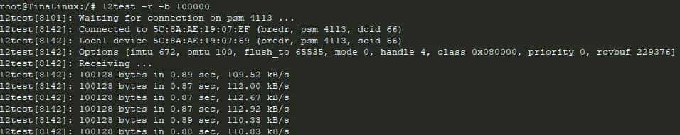蓝牙连通性l2ping和L2ACP层传输速率稳定性测试l2test