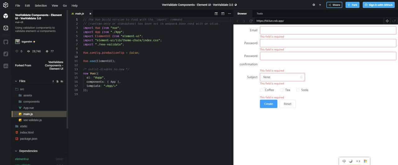 专为Vue打造的开源表单验证框架,Github star7k+——VeeValidate