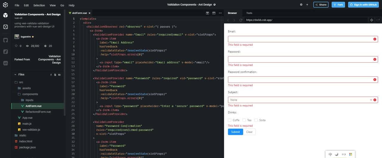 专为Vue打造的开源表单验证框架,Github star7k+——VeeValidate