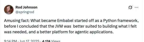 弃 Python 拥抱 JVM，Spring 之父 20 年后再造“革命性框架”：我从未如此确信一个新项目的必要性