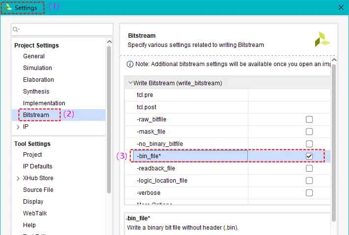 Vivado生成.bin文件并烧录