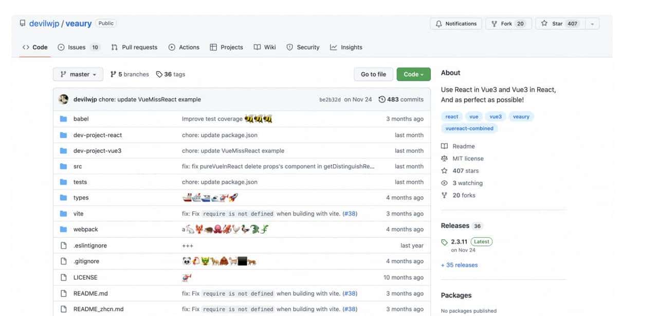 支持Vue、React混用的veaury库大火？前端摆脱二选一？