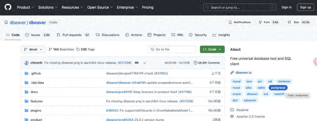 平替Navicat ？开源12年，这个最初仅2人的项目斩获42.5k star，如今年收入过亿