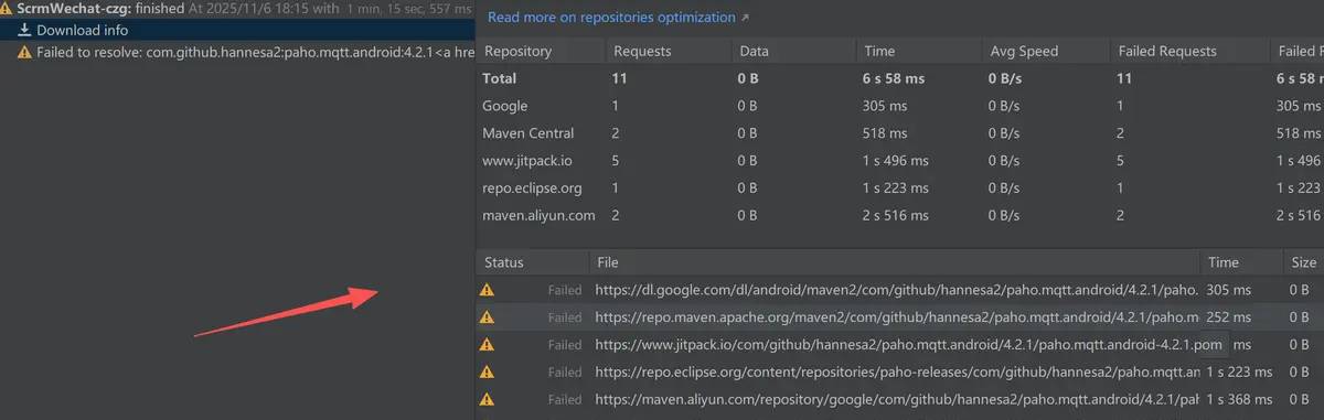 突然不能下载？Could not find com.github.hannesa2:paho.mqtt.android:4.2.1