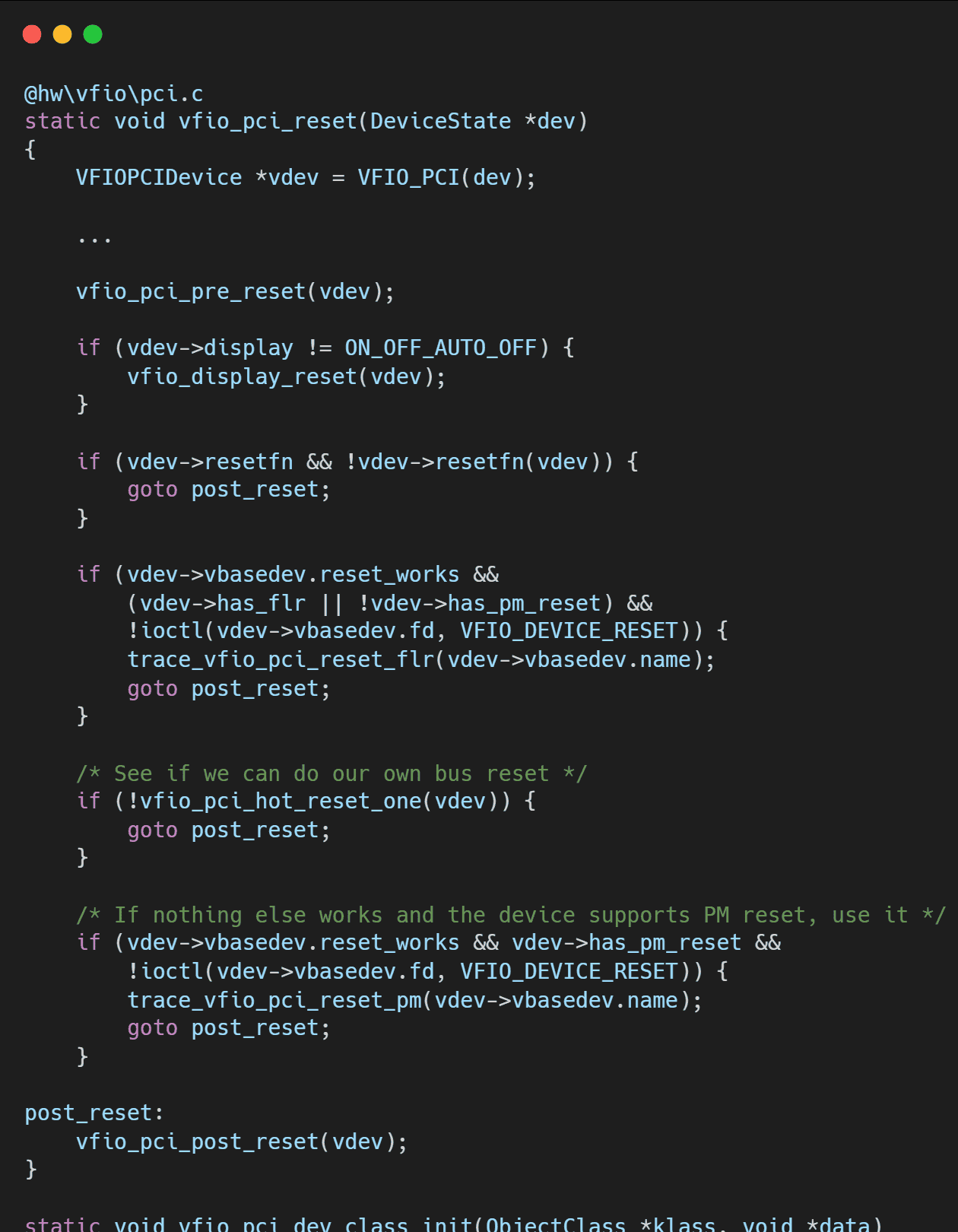 VFIO框架源码分析（十二）- QEMU VFIO 设备复位策略 (Reset) 的多级保障