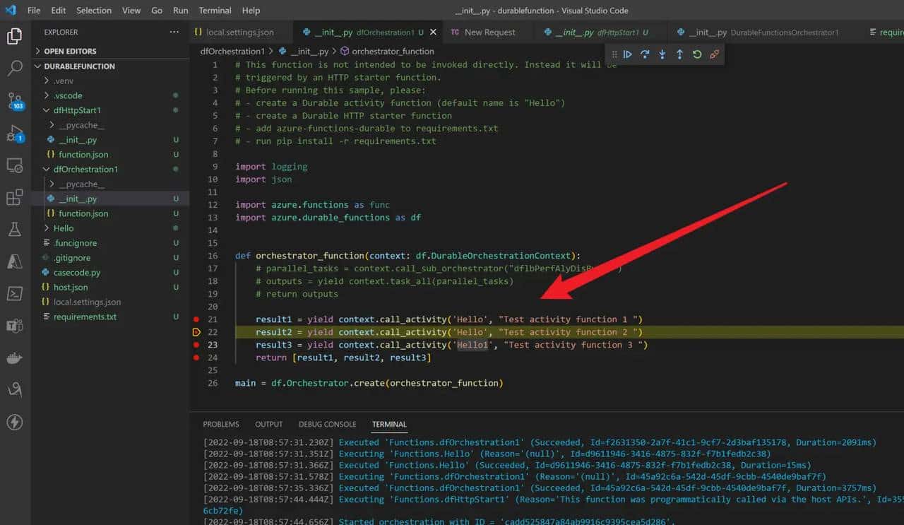 【Azure 应用服务】Azure Durable Function(持久函数)在执行Activity Function时候,由于调用函数名称错误而导致长时间无响应问题