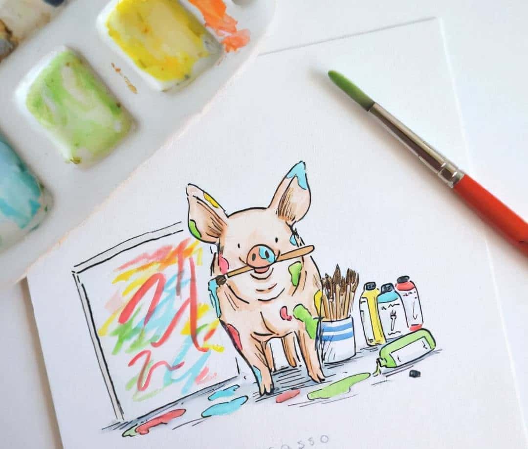 南非有一头叫猪卡索的猪，画了一幅画，卖了近17万人民币