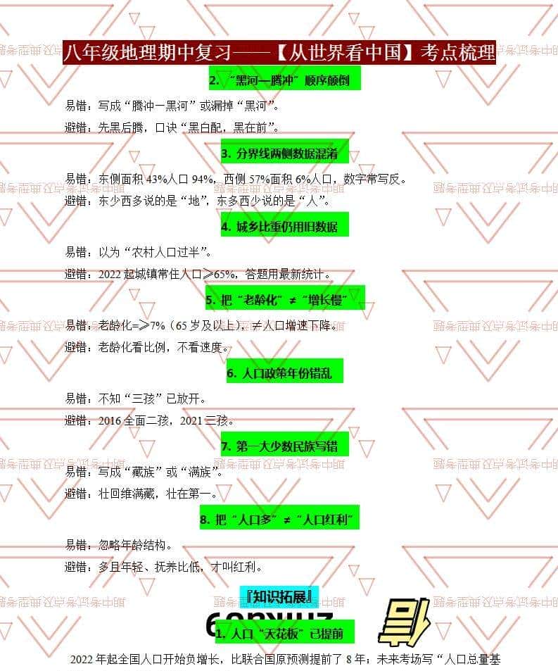 八年级地理期中必考点！从世界看中国提分秘籍，孩子轻松拿满分！