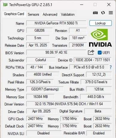 七彩虹RTX5060Ti评测 2K分辨率轻松通吃各类3A大作