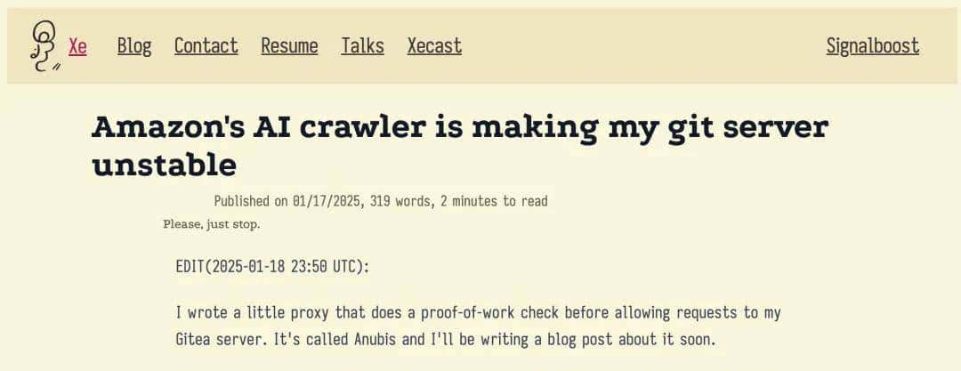 一分钟3.9万次请求！网站被AI爬虫“碾压”，Meta和OpenAI遭点名，开发者接连祭出神级反爬「武器」