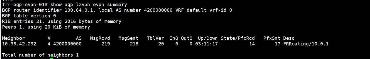 linux主机frrouting和华三CE6850建立BGP EVPN邻居并实现三层互通