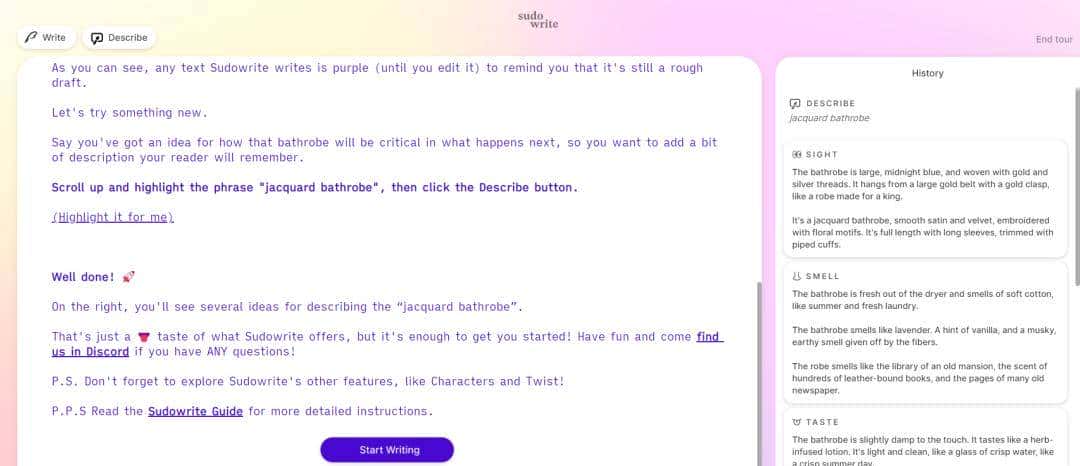 浅尝AI写作工具之「Sudowrite」：全能型写作助手