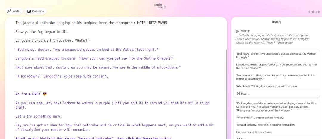 浅尝AI写作工具之「Sudowrite」：全能型写作助手