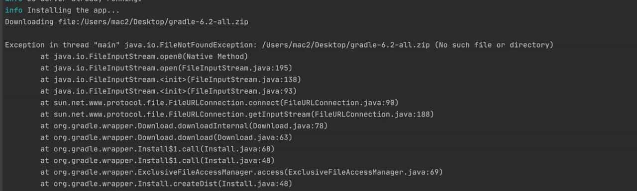 react-native.  Exception in thread “main” java.io.FileNotFoundException: /Users/mac2/Desktop/grad…
